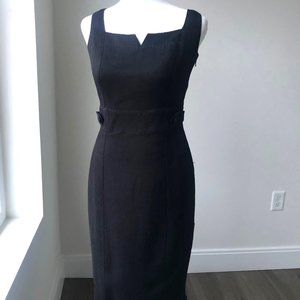 Linea. Cotton midi black pencil dress. US 4